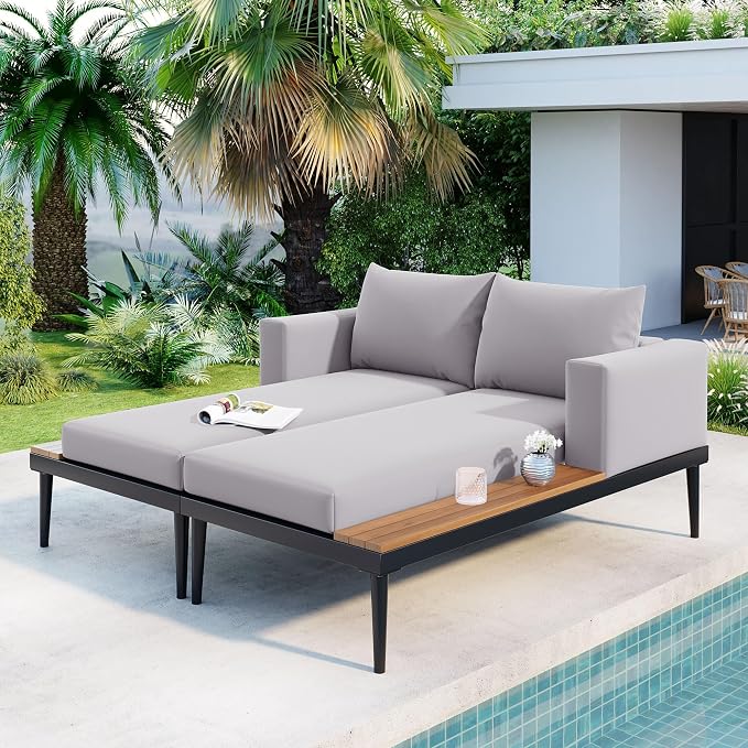 Modern Outdoor Daybed Patio Metal Daybed - Image 2