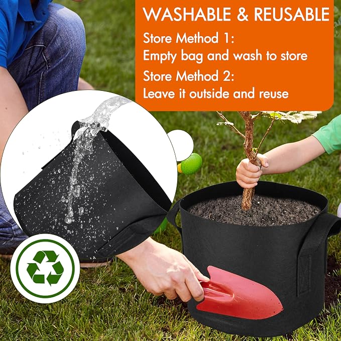 Gardzen 6-Pack 20 Gallon Grow Bags, Aeration Fabric Pots - Image 5