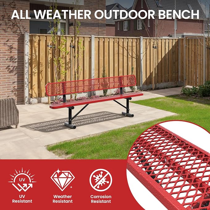 8 Feet Steel Park Bench for Outside, Outdoor Bench - Image 6
