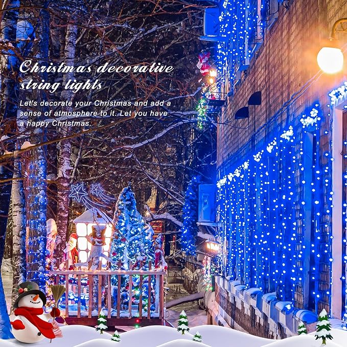 JMEXSUSS 150 LED Blue Christmas Lights Indoor Outdoor, Connectable 59 ft String - Image 8