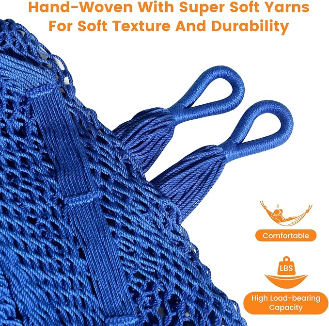 Lazy Daze Hammocks Handwoven Mayan Hammock, 10.5 FT Soft Rope Double Hammocks - Image 4