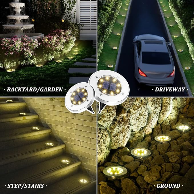 SOLPEX Solar Lights Outdoor Waterproof, 8 Pack Solar Ground Lights, Solar - Image 2