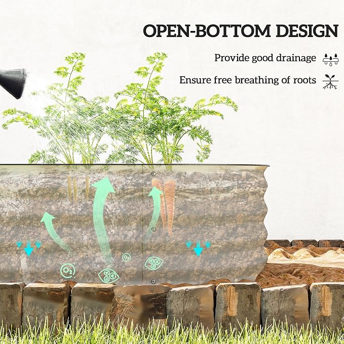 Outsunny 6.5' x 2' x 1' Galvanized Raised Garden Bed Kit, Outdoor Metal - Image 4