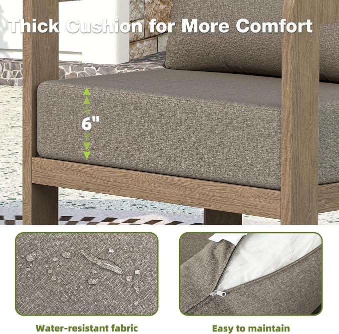 Outdoor Patio Furniture Set, 5 Pieces Modern Metal Patio Conversation Set - Image 3
