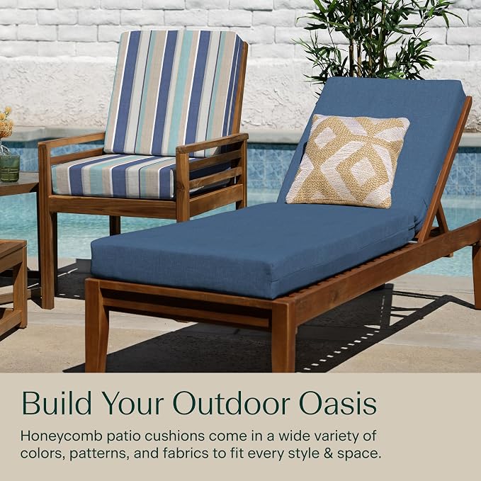 Honeycomb Outdoor Heritage Chaise 21.5 x 70, Textured Solid Pacific Blue Chaise - Image 3