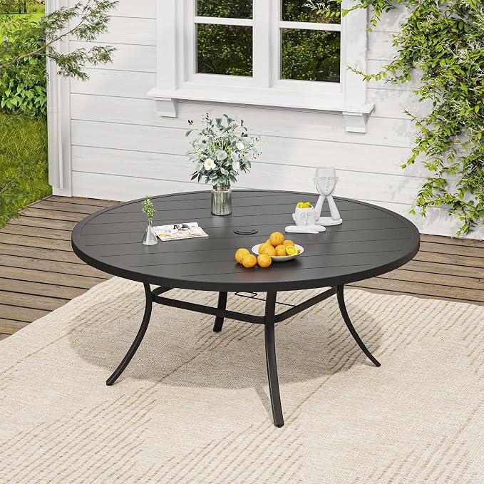 VICLLAX 63" Round Patio Table, Outdoor Dining Table - Image 2