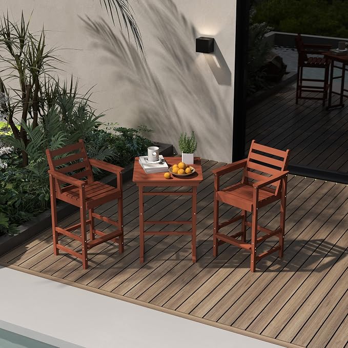 5-Piece Bar Height Adirondack Chairs and Table Set, Outdoor Patio Bar Set - Image 6