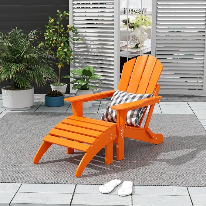 WO Home Furniture Adirondack Ottoman Outdoor Patio Footrest 13.5" Inch Folding - Image 2