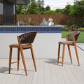 PURPLE LEAF Counter Height Bar Stool Set of 2 Modern Aluminum Rattan Wicker by PURPLELEAF