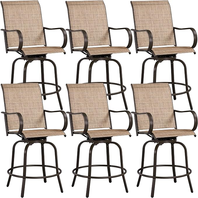 Yaheetech Patio Swivel Barstools Outdoor Chairs Set of 6, High Bistro Stools by Yaheetech