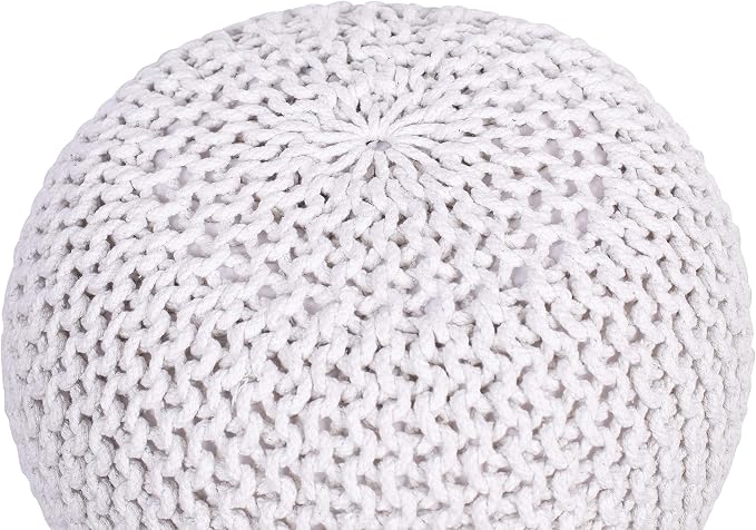 BIRDROCK HOME Round Pouf Ottoman | Cotton Braided Foot Stool - Image 6