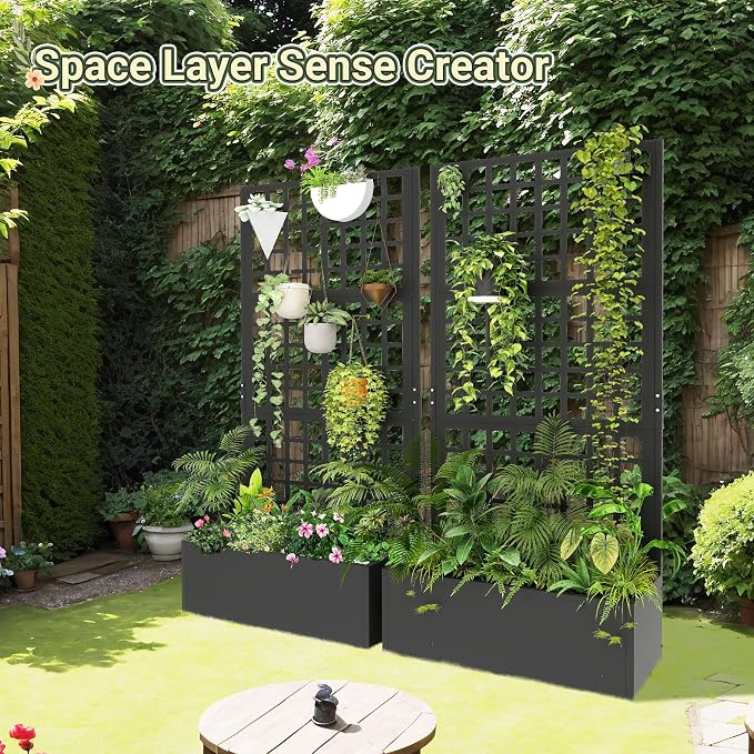 Metal Planter with Trellis 72" x 36’’ x 16", Raised Garden Bed with Trellis - Image 5
