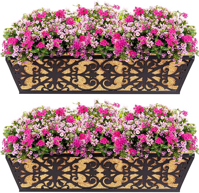 2 Pack 24 Inch Window Boxes Planters Railing Planter Box by KarlliuHOMEGARDEN