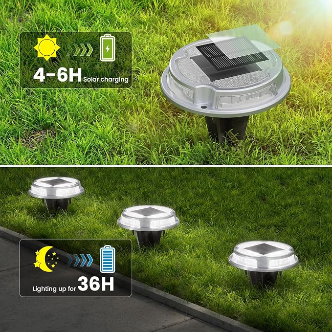 VOLISUN Solar Driveway Deck Lights Dock Marine Lights, 16 Pack Solar Ground - Image 3