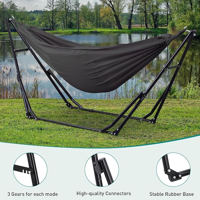 Ainfox Hammock with Foldable Stand, 2 in 1 Hammock and Swinging Chair with - Image 2