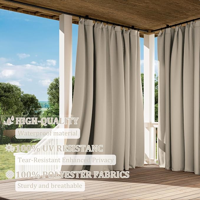 Gazebo Universal Replacement Privacy Curtain, 4-Panels Sidewall Curtains - Image 5