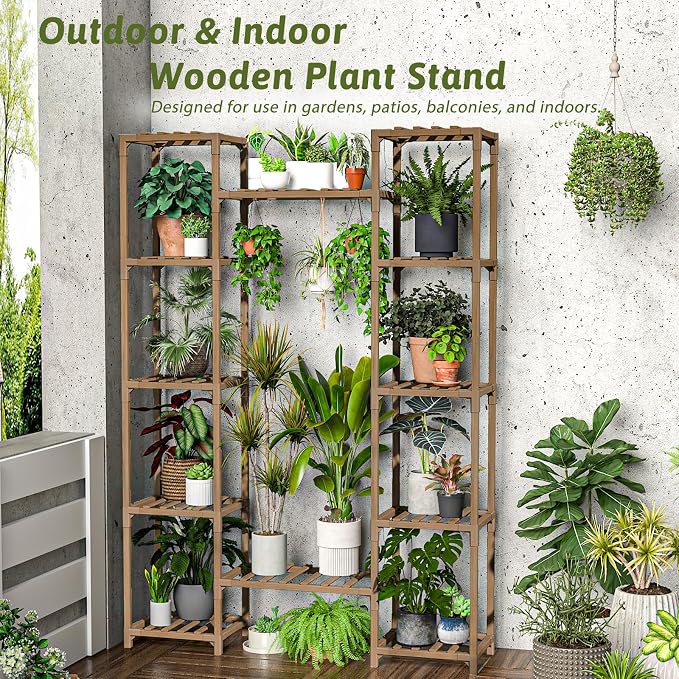 Plant Stand Indoor Outdoor 62.2“ Tall Plant Shelf Large Tiered Flower Stands - Image 3