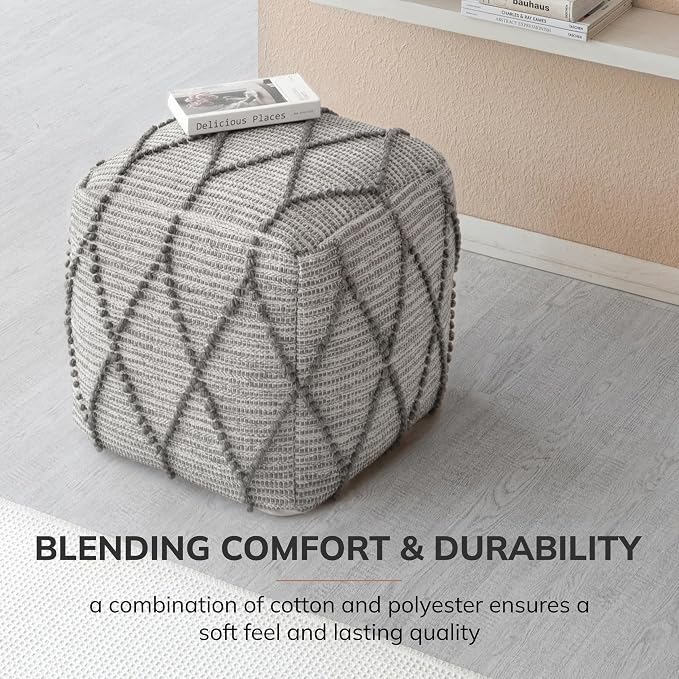 Anji Mountain 100% Handmade & Handcrafted Comfortable Home Décor Pouf Ottoman - Image 6