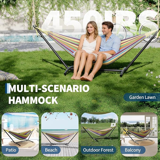 2 Person Hammocks with Stand for Outside, Double Hammocks Portable Space Saving - Image 6