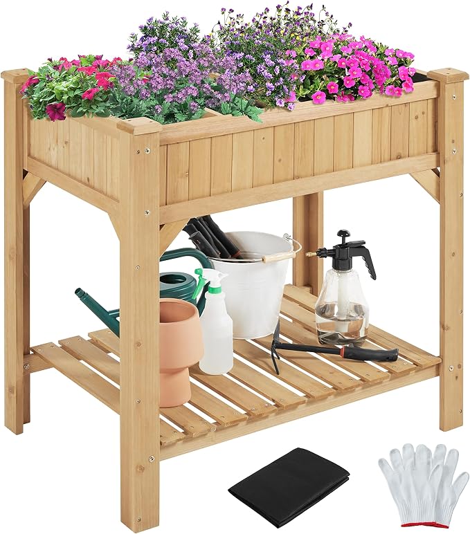 Yaheetech 36'' Hx25'' Wx37'' L Raised Garden Bed 8 Pocket Herbs Garden Planter by Yaheetech
