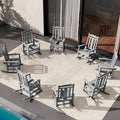 SERWALL HDPE Outdoor Rocking Chair Gray Set of 8, All Weather Patio Rocking by SERWALL
