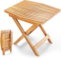 Melino Wooden Folding Outdoor Side Table 18x16x16 in, FSC Certified Acacia Wood by Melino