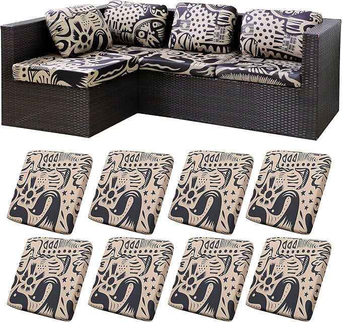 8Pcs Stretch Patio Cushion Covers, by BIETYONE