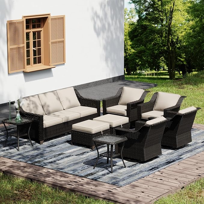 Joyside Wicker Patio Furniture Sets, 9 Pieces Upgraded Large Size Outdoor by Joyside
