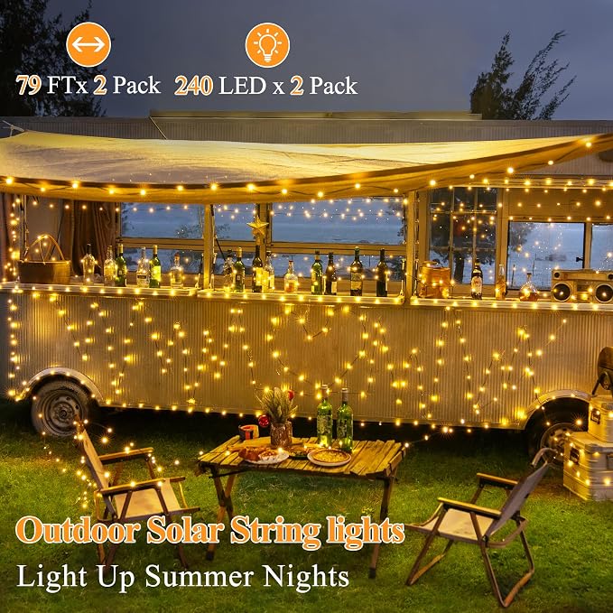 2 Pack Solar String Lights Total 480LED 158FT, IP67 Waterproof String Lights - Image 2