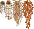 Der Rose 4Pcs Fake Fall Plants Hanging Orange Artificial Eucalyptus Plants by DerRose