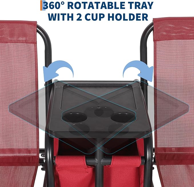 Porch Swing with Cup Holders & Pivot Storage Table & Cooler Bag with Adjustable - Image 8