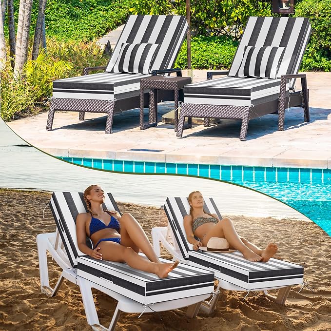Outdoor Water-Resistant Olefin Chaise Lounge Cushions - Image 8