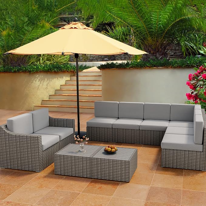 HAPPATIO 10 Piece Patio Conversation Set, Patio Furniture Set - Image 4