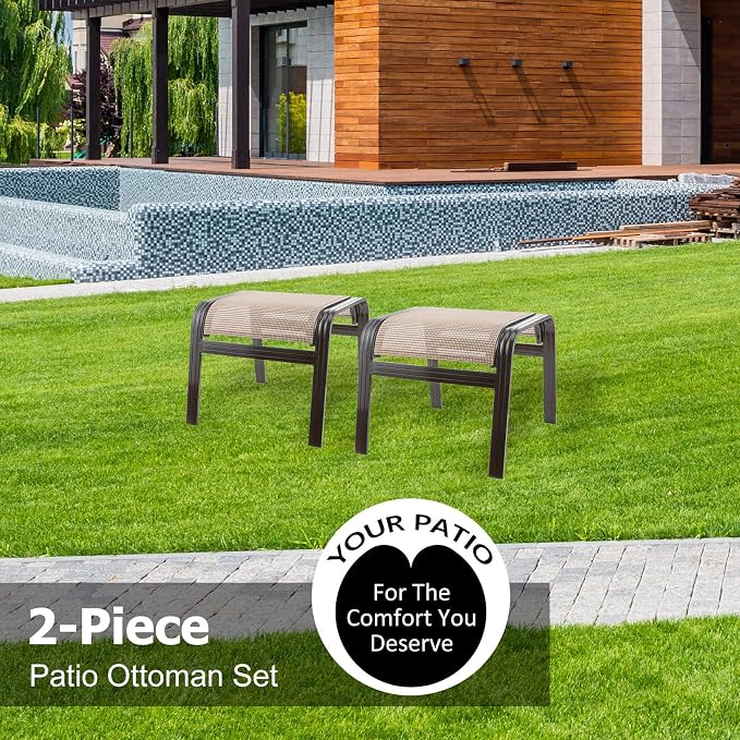 Summerville Outdoor Ottomans Textliene Patio Furniture Small Seating Furniture - Image 6
