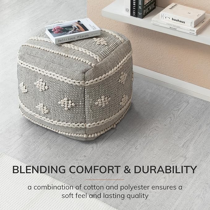 Anji Mountain 100% Handmade & Handcrafted Comfortable Home Décor Pouf Ottoman - Image 5