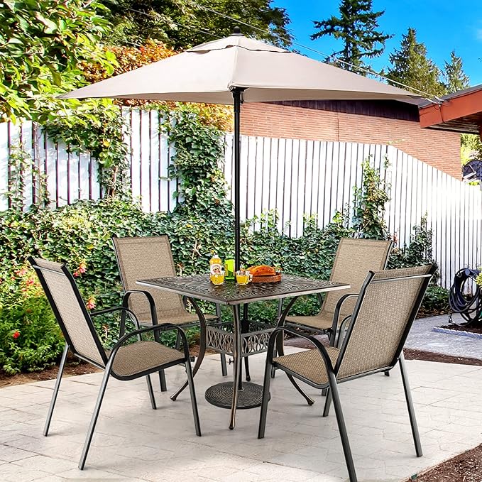 Tangkula 35.4 Inches Outdoor Dining Table, All-Weather Cast Aluminum Table - Image 5