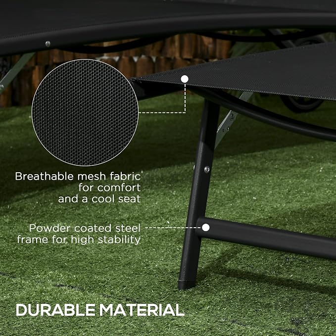Outsunny Chaise Lounge Outdoor, 2 Piece Lounge Chair - Image 7
