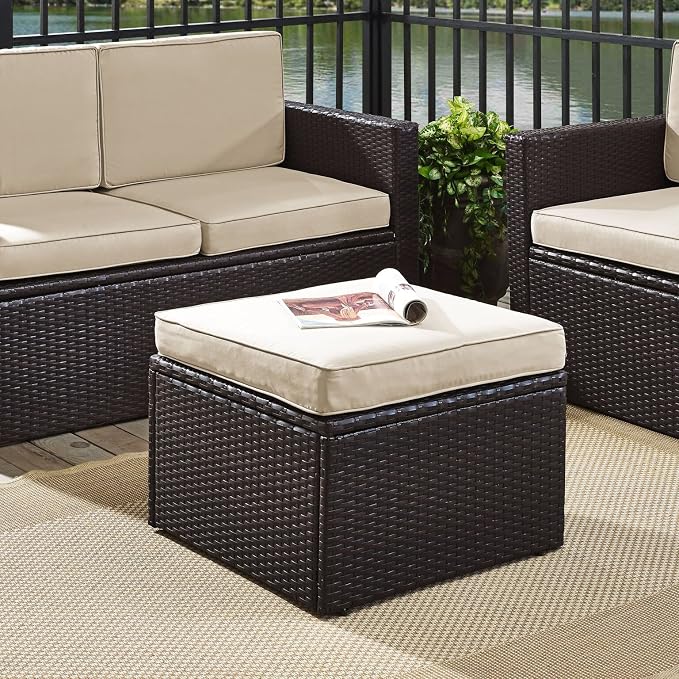 Crosley Furniture Palm Harbor Wicker Outdoor Ottoman Foot Rest - Image 2