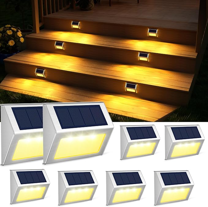 JSOT Solar Lights Outdoor for Deck, Waterproof Solar Powered Steps Light - Image 8
