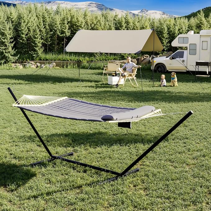 2 Person Outdoor Hammock with Stand, Portable Hammock, Heavy Duty Hammock with - Image 2