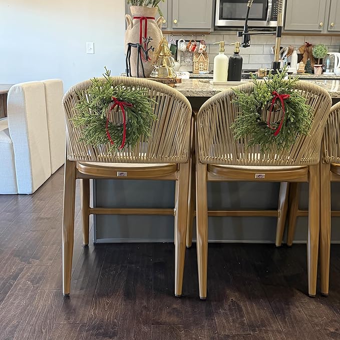 PURPLE LEAF Outdoor Barstools Set of 2 Wicker Bar Stools Woven Bar Height Stool - Image 2