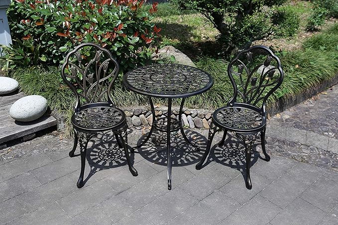 C/G 3 Piece Bistro Set, Outdoor Patio Set, Anti-Rust Cast Aluminum Bistro Table - Image 5