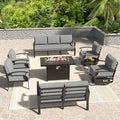 Kullavik Aluminum Patio Furniture Set, 8 Pieces 9 Seat Metal Sectional Outdoor by KULLAVIK