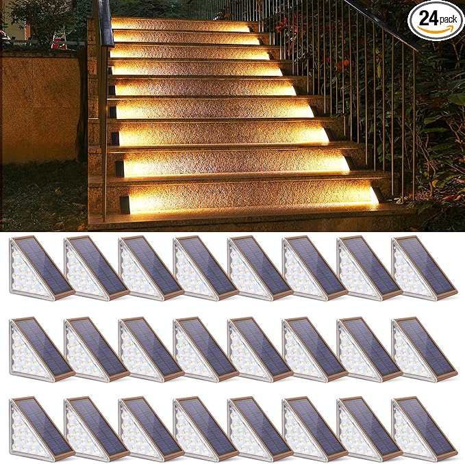 NIORSUN Outdoor Stair Lights 24 Pack, Solar Step Lights IP67 Waterproof by NIORSUN