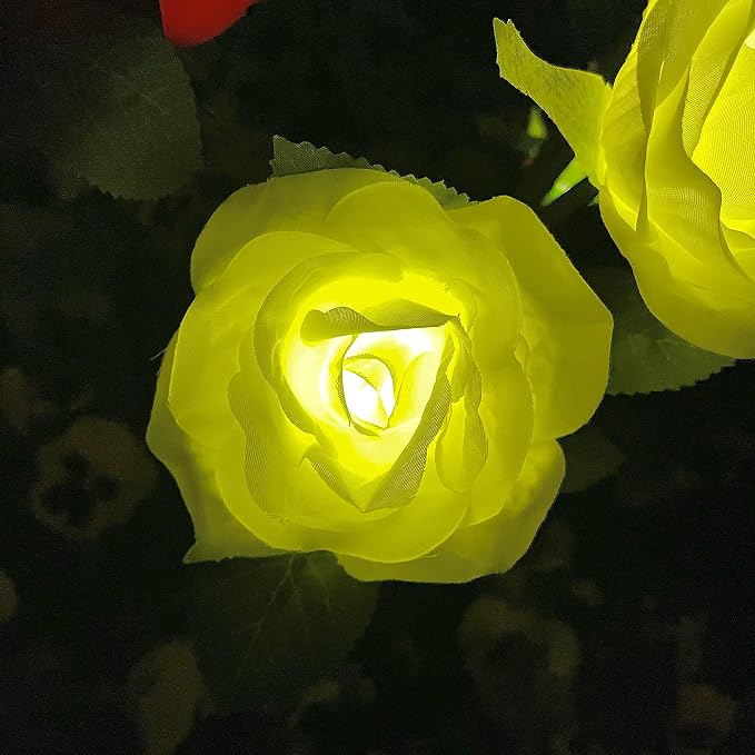 GONIMY Outdoor Realistic Solar Powered Rose Flower Lights Stake, 2 Pack 10 Rose - Image 7
