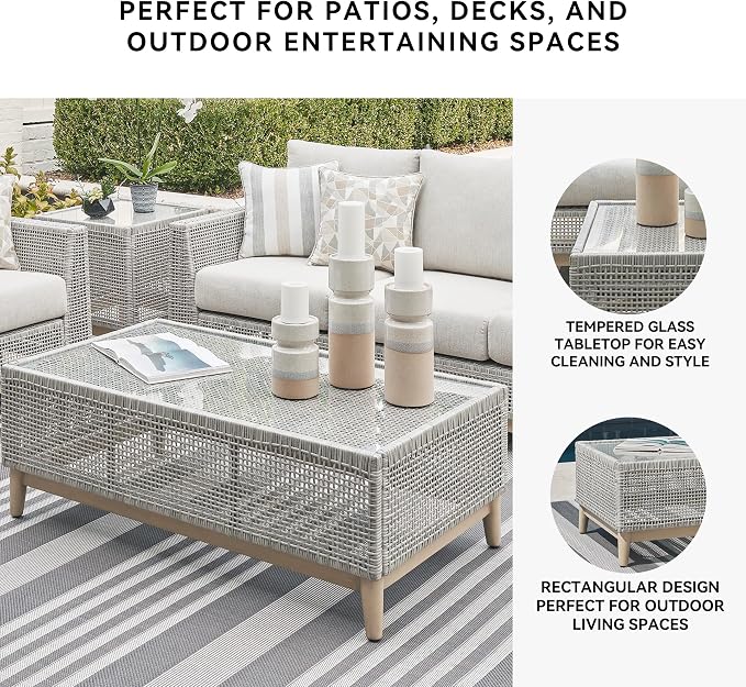 Signature Design by Ashley Seton Creek Casual Resin Wicker Outdoor Coffee Table - Image 5