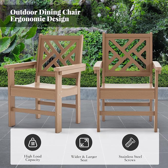 HDPE Outdoor Dining Set, 5-Piece Outdoor Table and Chairs Include 4 Armchair - Image 4