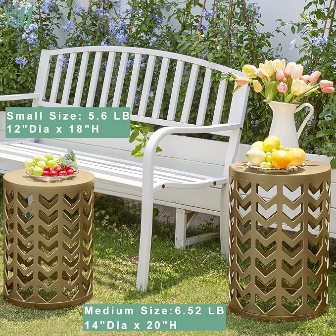 Y&M Nesting Side Table, Outdoor Decorative Garden Stool - Image 3