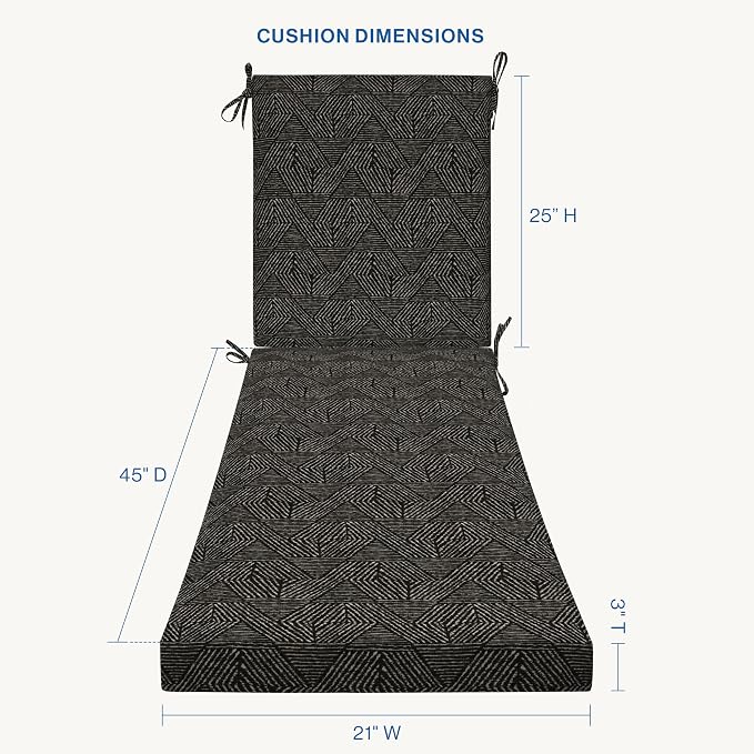 Honeycomb Outdoor Essentials Chaise Lounge, 21 x 70, Zaire Black Chair Cushion - Image 6