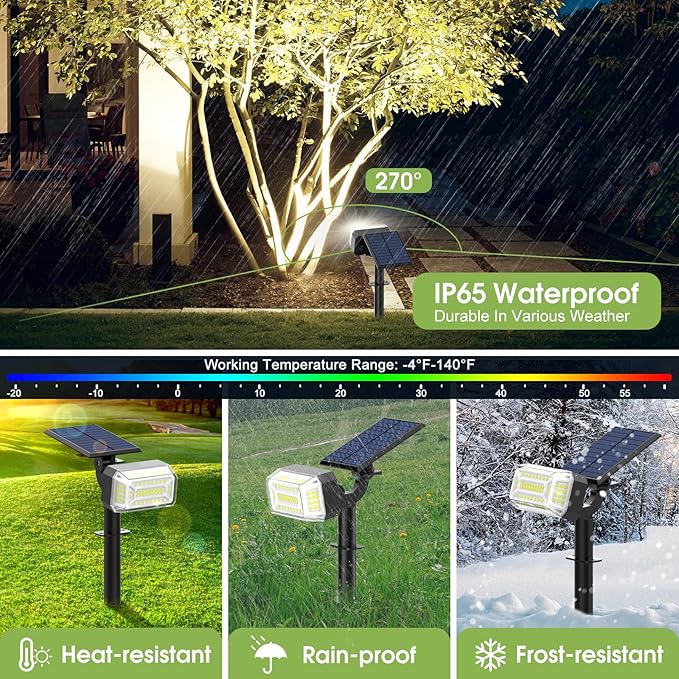 Solar Spot Lights Outdoor, 102 LED Solar Garden Yard Spotlight Waterproof - Image 5